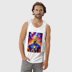 Майка мужская хлопок Космический взгляд Гомера Симпсона, цвет: белый — фото 2