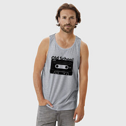 Майка мужская хлопок Old school music, цвет: меланж — фото 2