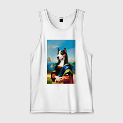 Майка мужская хлопок A dog named Gioconda - humorous art, цвет: белый