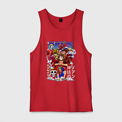 Майка мужская хлопок Манки Д Луффи соломенная шляпа, цвет: красный