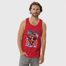 Майка мужская хлопок Манки Д Луффи соломенная шляпа, цвет: красный — фото 2