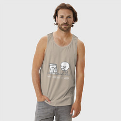 Майка мужская хлопок Why doesnt it work, цвет: миндальный — фото 2