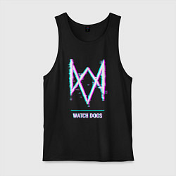 Майка мужская хлопок Watch Dogs в стиле glitch и баги графики, цвет: черный