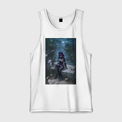 Майка мужская хлопок Сёгун Райдэн киберпанк Genshin, цвет: белый