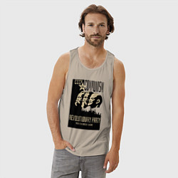 Майка мужская хлопок Ленин, Маркс и Энгельс, цвет: миндальный — фото 2