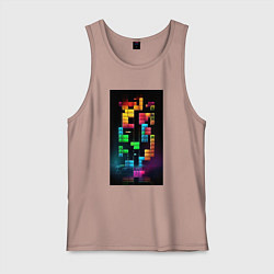 Майка мужская хлопок Цветной тетрис, цвет: пыльно-розовый