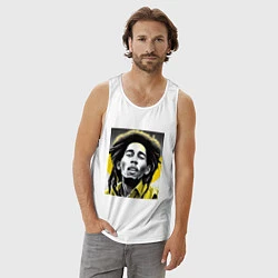 Майка мужская хлопок Bob Marley Digital Art, цвет: белый — фото 2