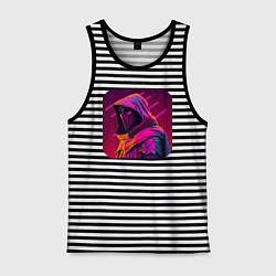 Майка мужская хлопок Киберпанк ассасин, цвет: черная тельняшка