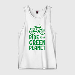Майка мужская хлопок Ride for a green planet, цвет: белый