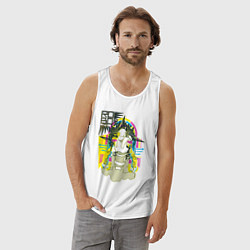 Майка мужская хлопок Робо лайф, цвет: белый — фото 2