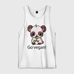 Майка мужская хлопок Go vegan - motto, цвет: белый