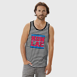 Майка мужская хлопок Run Clippers, цвет: черная тельняшка — фото 2