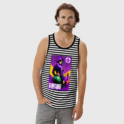 Майка мужская хлопок Saints Row - fantasy character - cool girl, цвет: черная тельняшка — фото 2