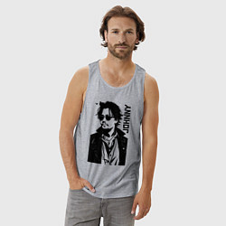 Майка мужская хлопок Johnny Depp - graphics, цвет: меланж — фото 2