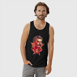 Майка мужская хлопок Граффити Сталин, цвет: черный — фото 2