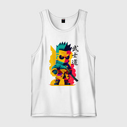 Майка мужская хлопок Bart Simpson - samurai - bushido, цвет: белый