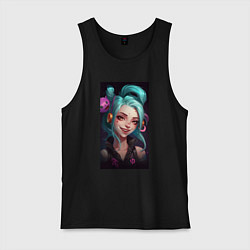 Майка мужская хлопок Jinx art Arcane League of Legends, цвет: черный