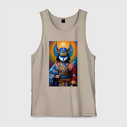 Мужская майка Кот-самурай - нейросеть