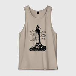 Майка мужская хлопок Маяк рисунок, цвет: миндальный