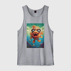 Майка мужская хлопок Карп в солнечных очках, цвет: меланж