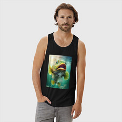 Майка мужская хлопок Большой карп, цвет: черный — фото 2