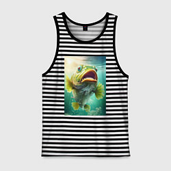 Майка мужская хлопок Большой карп, цвет: черная тельняшка