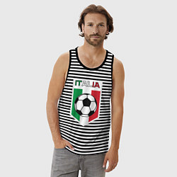 Майка мужская хлопок Футбол Италии, цвет: черная тельняшка — фото 2