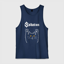 Майка мужская хлопок Sabaton rock cat, цвет: тёмно-синий