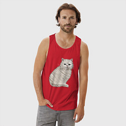 Майка мужская хлопок Вышивка Кот, цвет: красный — фото 2