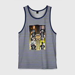 Майка мужская хлопок Волейбол - haikyuu, цвет: синяя тельняшка