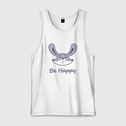 Майка мужская хлопок Кролик be happy, цвет: белый