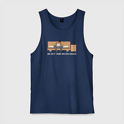 Майка мужская хлопок Here We Go Again, цвет: тёмно-синий