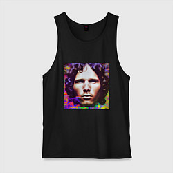 Майка мужская хлопок Jim Morrison Glitch 25 Digital Art, цвет: черный