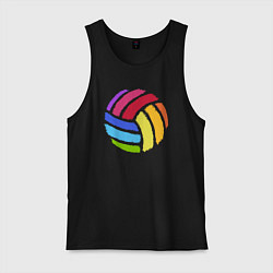 Майка мужская хлопок Rainbow volleyball, цвет: черный