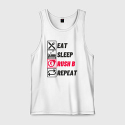 Майка мужская хлопок Eat sleep rush b repeat, цвет: белый