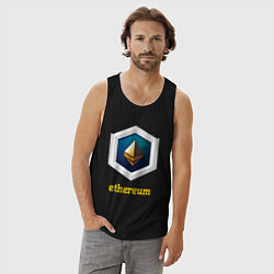 Майка мужская хлопок Логотип Ethereum, цвет: черный — фото 2