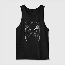 Майка мужская хлопок Joy Division rock cat, цвет: черный