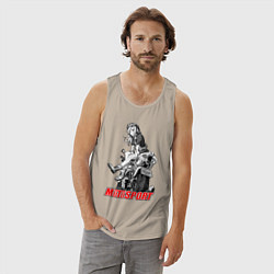 Майка мужская хлопок Moto girl, цвет: миндальный — фото 2