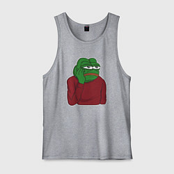 Майка мужская хлопок Лягушонок Пепе вымотался, цвет: меланж