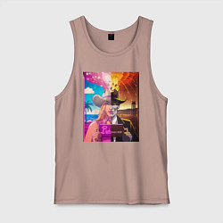 Майка мужская хлопок Барби Оппенгеймер, цвет: пыльно-розовый