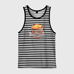 Майка мужская хлопок Back to the future sun, цвет: черная тельняшка