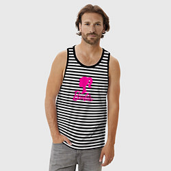 Майка мужская хлопок Розовый логотип Барби, цвет: черная тельняшка — фото 2