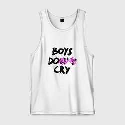 Майка мужская хлопок Boys dont cry, цвет: белый