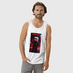 Майка мужская хлопок Roblox red style, цвет: белый — фото 2