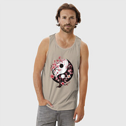 Майка мужская хлопок Скура с инь и янь, цвет: миндальный — фото 2