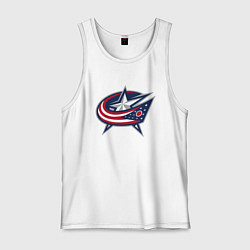 Майка мужская хлопок Columbus blue jackets - hockey team - emblem, цвет: белый