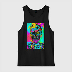 Майка мужская хлопок Cool skull - pop art - vogue, цвет: черный
