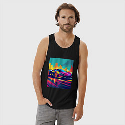 Майка мужская хлопок Авто гонки спортивные, цвет: черный — фото 2