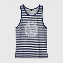 Майка мужская хлопок Мёртвый индеец, цвет: синяя тельняшка