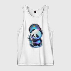 Майка мужская хлопок Стикер: милый панда, цвет: белый